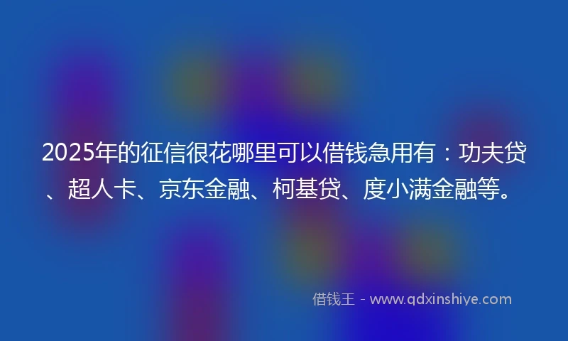 2025年的征信很花哪里可以借钱急用有：功夫贷、超人卡、京东金融、柯基贷、度小满金融等。