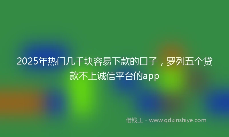 2025年热门几千块容易下款的口子，罗列五个贷款不上诚信平台的app