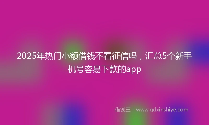 2025年热门小额借钱不看征信吗，汇总5个新手机号容易下款的app