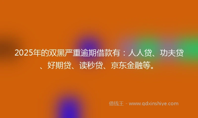 2025年的双黑严重逾期借款有：人人贷、功夫贷、好期贷、读秒贷、京东金融等。