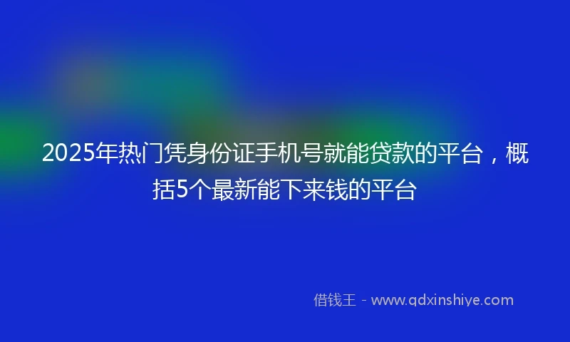 2025年热门凭身份证手机号就能贷款的平台，概括5个最新能下来钱的平台