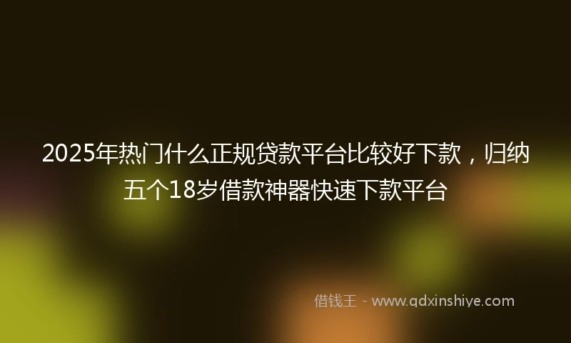 2025年热门什么正规贷款平台比较好下款，归纳五个18岁借款神器快速下款平台