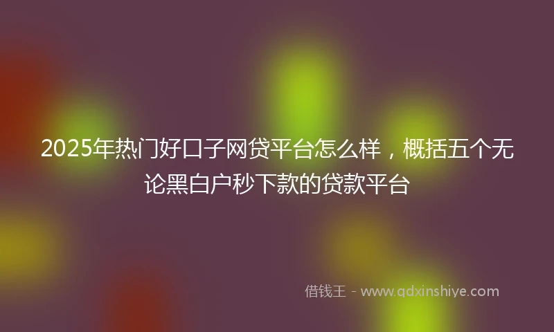 2025年热门好口子网贷平台怎么样，概括五个无论黑白户秒下款的贷款平台