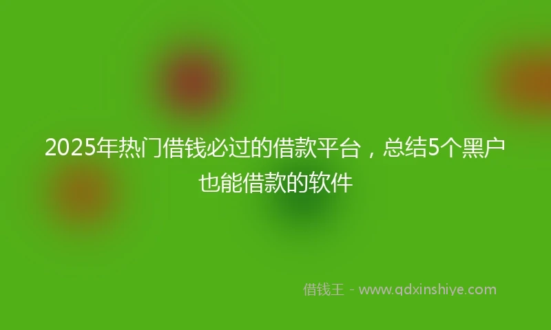 2025年热门借钱必过的借款平台，总结5个黑户也能借款的软件