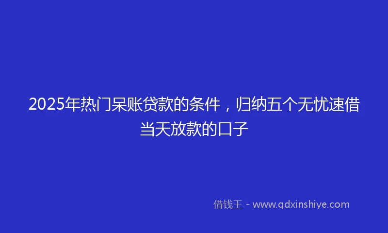 2025年热门呆账贷款的条件，归纳五个无忧速借当天放款的口子