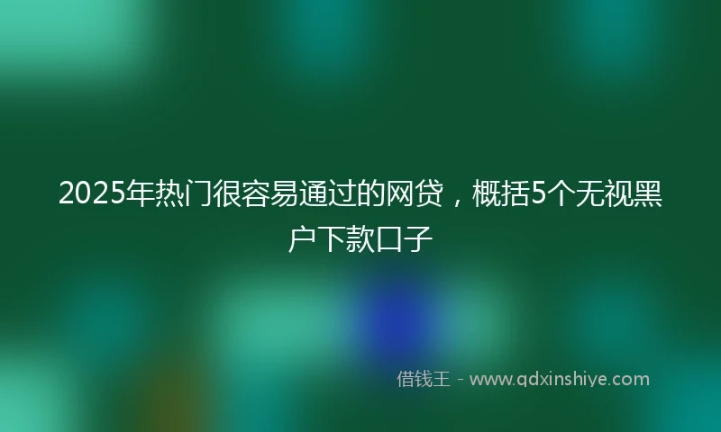 2025年热门很容易通过的网贷，概括5个无视黑户下款口子