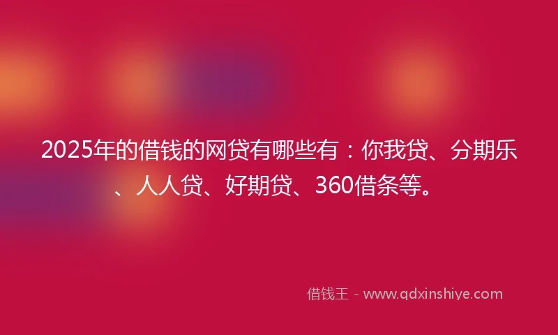 2025年的借钱的网贷有哪些有：你我贷、分期乐、人人贷、好期贷、360借条等。