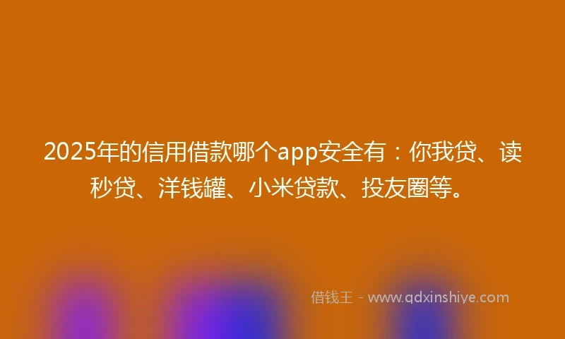 2025年的信用借款哪个app安全有：你我贷、读秒贷、洋钱罐、小米贷款、投友圈等。