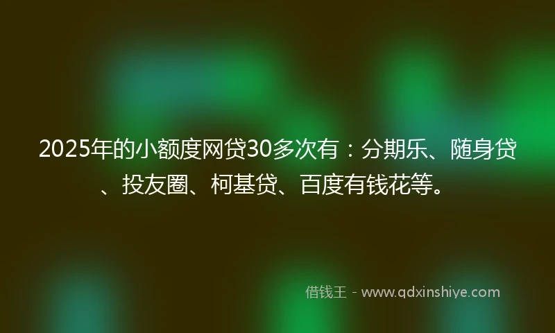 2025年的小额度网贷30多次有：分期乐、随身贷、投友圈、柯基贷、百度有钱花等。