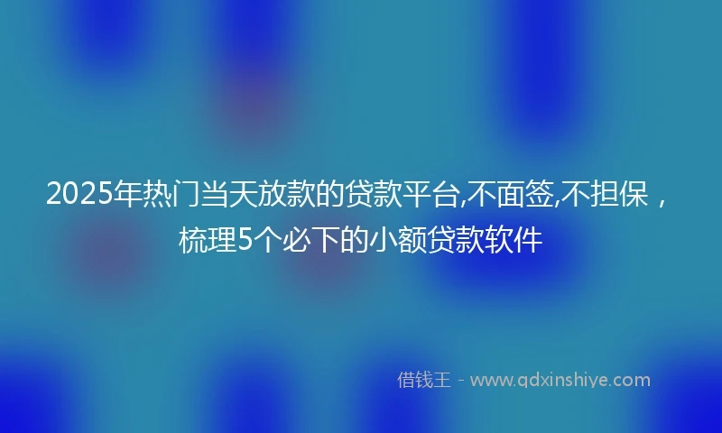 2025年热门当天放款的贷款平台,不面签,不担保，梳理5个必下的小额贷款软件
