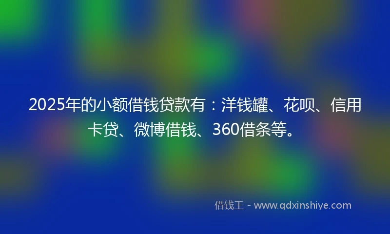 2025年的小额借钱贷款有：洋钱罐、花呗、信用卡贷、微博借钱、360借条等。