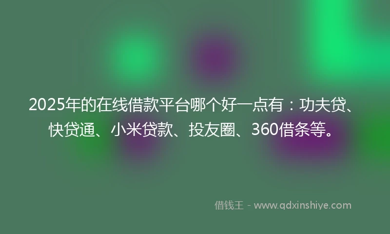 2025年的在线借款平台哪个好一点有：功夫贷、快贷通、小米贷款、投友圈、360借条等。
