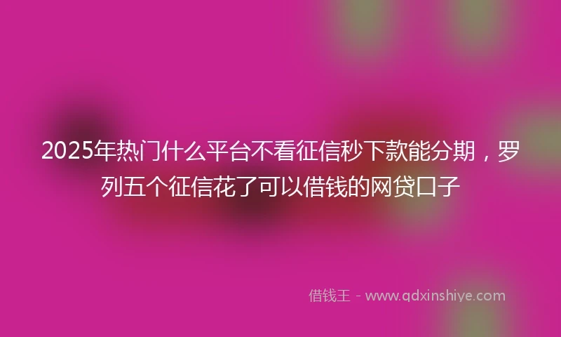 2025年热门什么平台不看征信秒下款能分期，罗列五个征信花了可以借钱的网贷口子