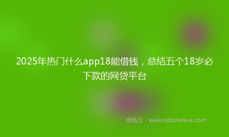 2025年热门什么app18能借钱，总结五个18岁必下款的网贷平台