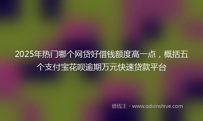 2025年热门哪个网贷好借钱额度高一点，概括五个支付宝花呗逾期万元快速贷款平台
