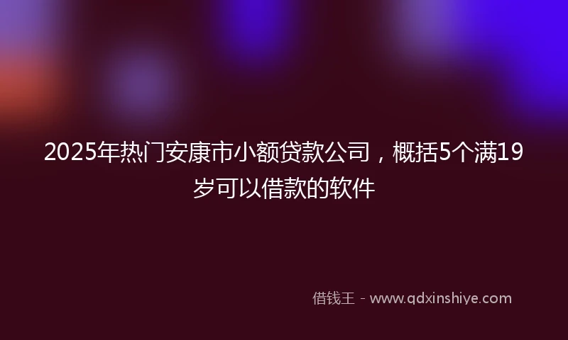 2025年热门安康市小额贷款公司，概括5个满19岁可以借款的软件
