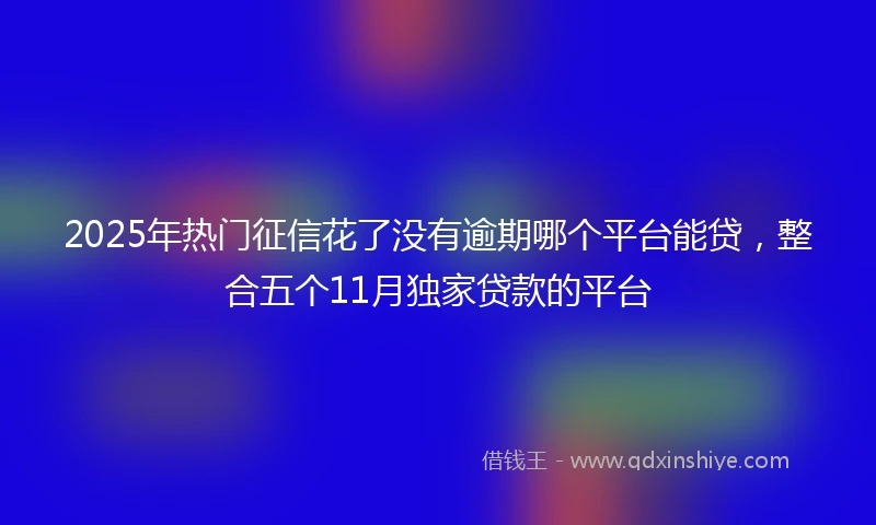 2025年热门征信花了没有逾期哪个平台能贷，整合五个11月独家贷款的平台