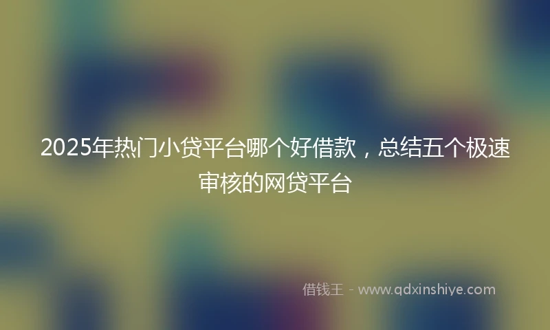 2025年热门小贷平台哪个好借款，总结五个极速审核的网贷平台