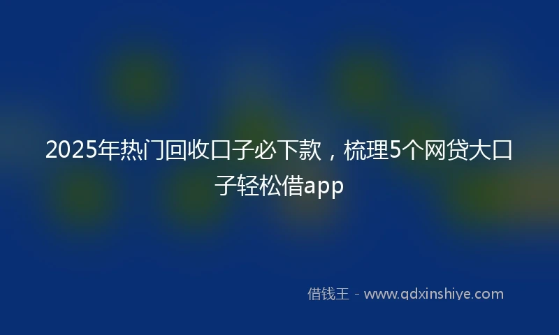 2025年热门回收口子必下款，梳理5个网贷大口子轻松借app