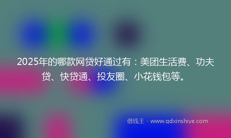 2025年的哪款网贷好通过有：美团生活费、功夫贷、快贷通、投友圈、小花钱包等。