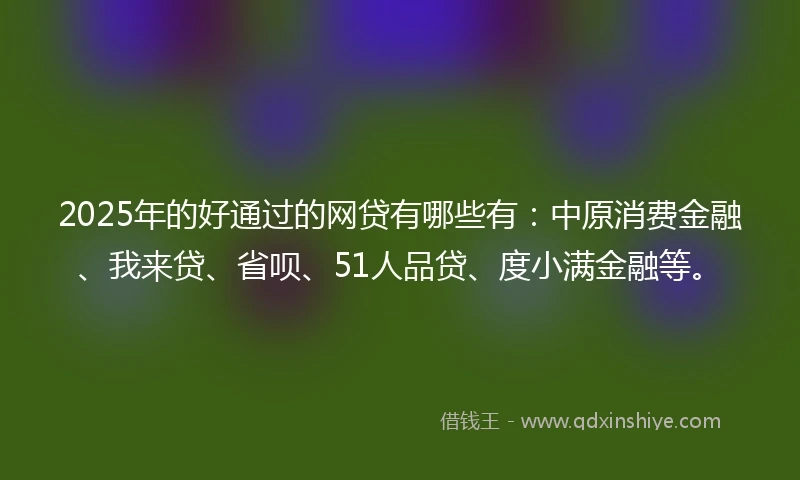 2025年的好通过的网贷有哪些有:中原消费金融、我来贷、省呗、51人品贷、度小满金融等。