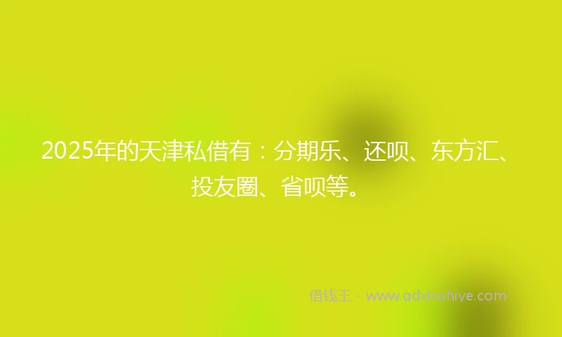 2025年的天津私借有：分期乐、还呗、东方汇、投友圈、省呗等。
