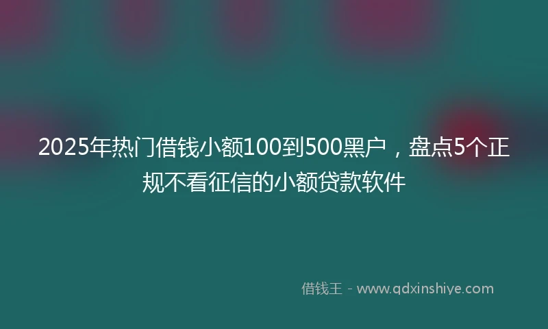 2025年热门借钱小额100到500黑户，盘点5个正规不看征信的小额贷款软件