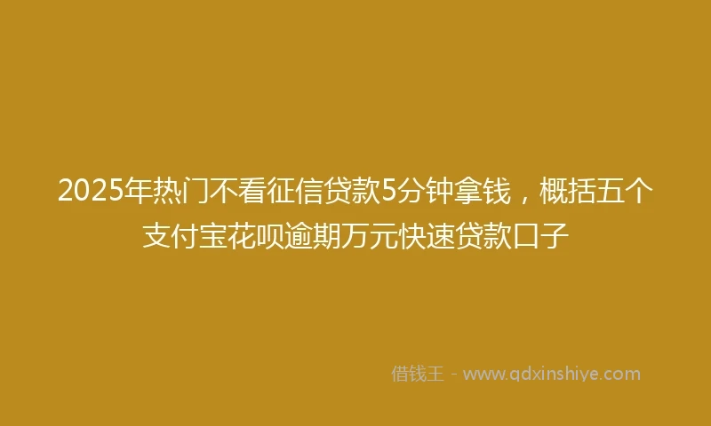2025年热门不看征信贷款5分钟拿钱，概括五个支付宝花呗逾期万元快速贷款口子