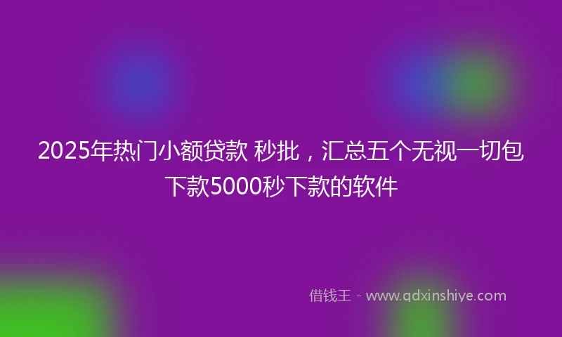 2025年热门小额贷款 秒批，汇总五个无视一切包下款5000秒下款的软件