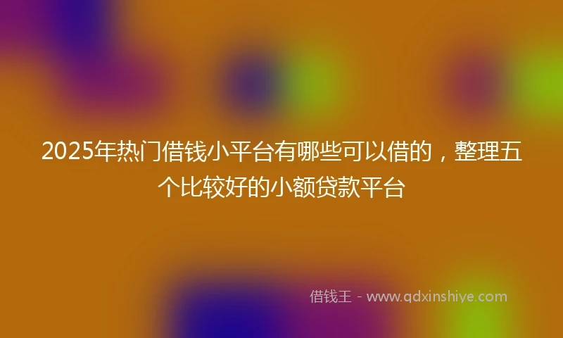2025年热门借钱小平台有哪些可以借的，整理五个比较好的小额贷款平台