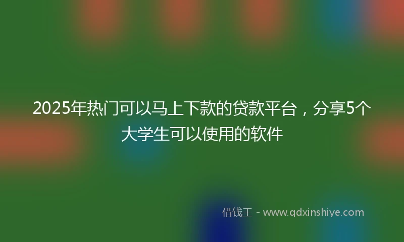2025年热门可以马上下款的贷款平台，分享5个大学生可以使用的软件
