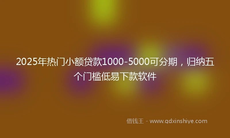 2025年热门小额贷款1000-5000可分期，归纳五个门槛低易下款软件