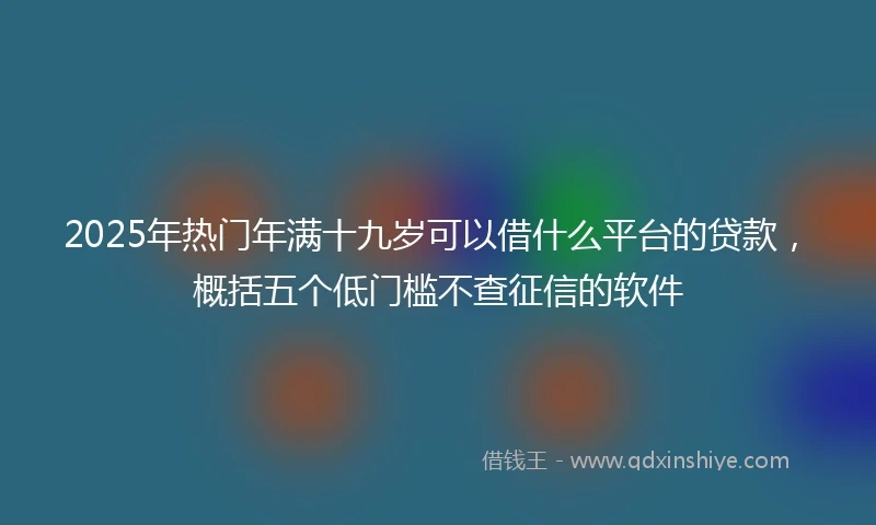 2025年热门年满十九岁可以借什么平台的贷款，概括五个低门槛不查征信的软件