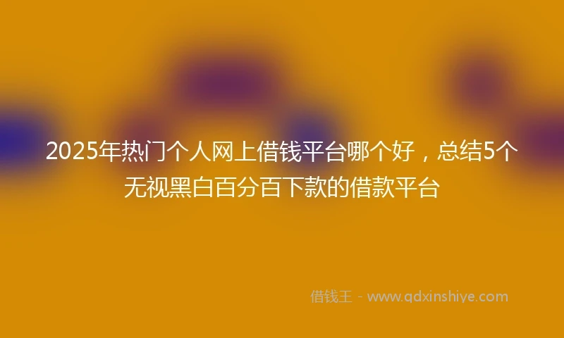 2025年热门个人网上借钱平台哪个好，总结5个无视黑白百分百下款的借款平台