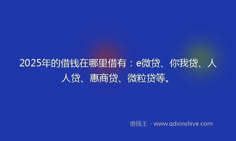 2025年的借钱在哪里借有：e微贷、你我贷、人人贷、惠商贷、微粒贷等。