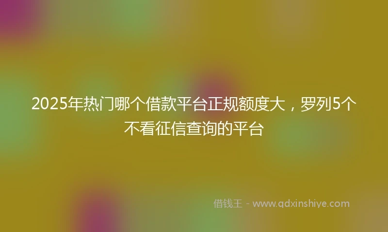 2025年热门哪个借款平台正规额度大，罗列5个不看征信查询的平台