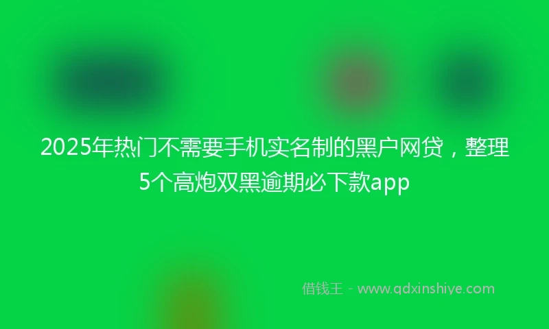 2025年热门不需要手机实名制的黑户网贷，整理5个高炮双黑逾期必下款app