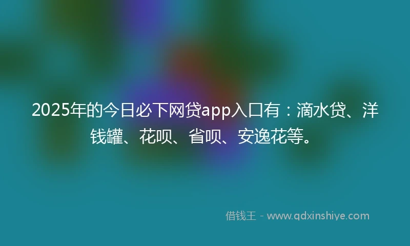 2025年的今日必下网贷app入口有：滴水贷、洋钱罐、花呗、省呗、安逸花等。