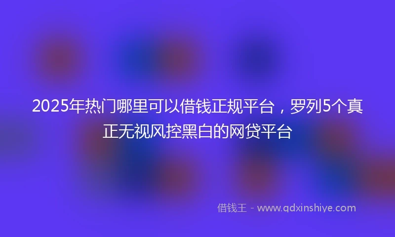 2025年热门哪里可以借钱正规平台，罗列5个真正无视风控黑白的网贷平台