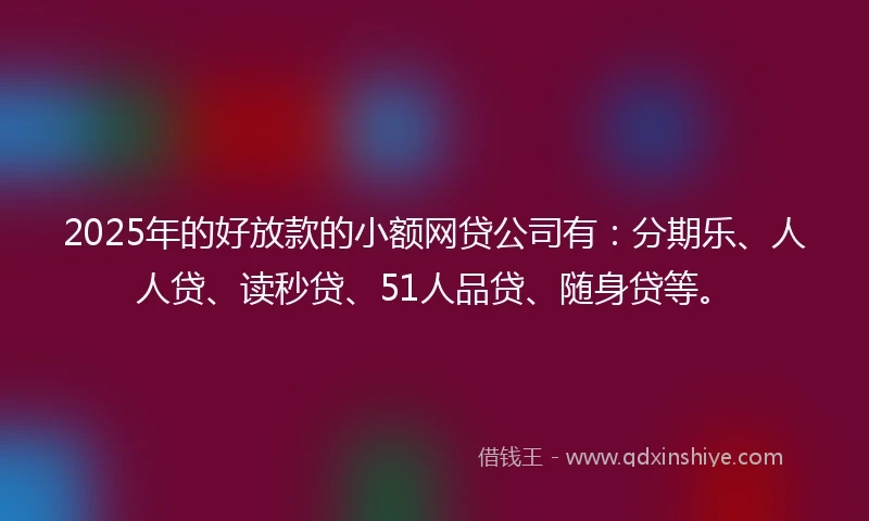 2025年的好放款的小额网贷公司有：分期乐、人人贷、读秒贷、51人品贷、随身贷等。