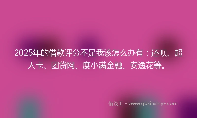 2025年的借款评分不足我该怎么办有：还呗、超人卡、团贷网、度小满金融、安逸花等。