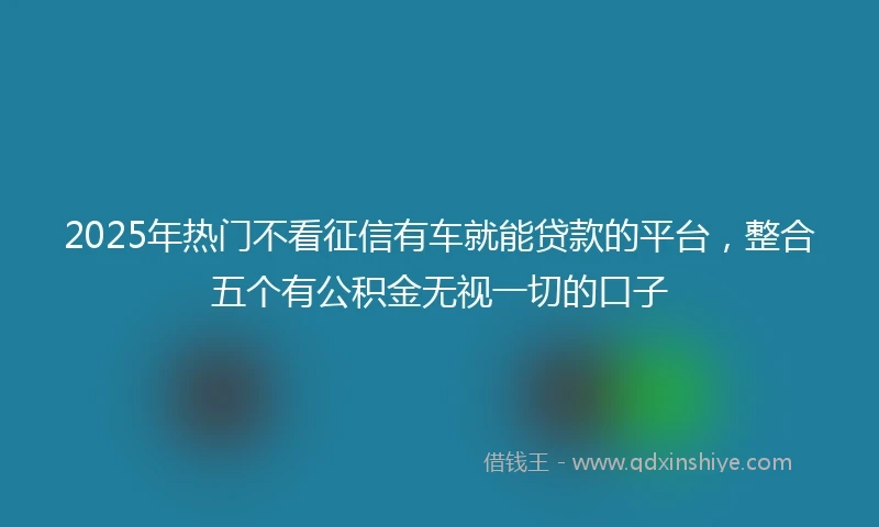 2025年热门不看征信有车就能贷款的平台，整合五个有公积金无视一切的口子