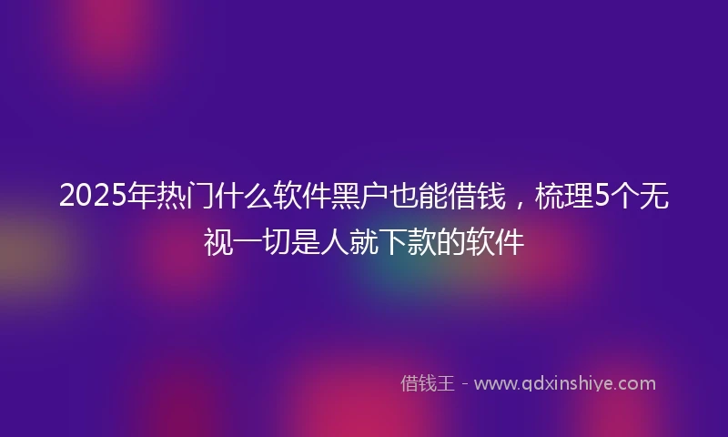 2025年热门什么软件黑户也能借钱，梳理5个无视一切是人就下款的软件