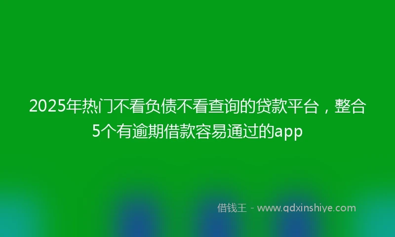 2025年热门不看负债不看查询的贷款平台，整合5个有逾期借款容易通过的app