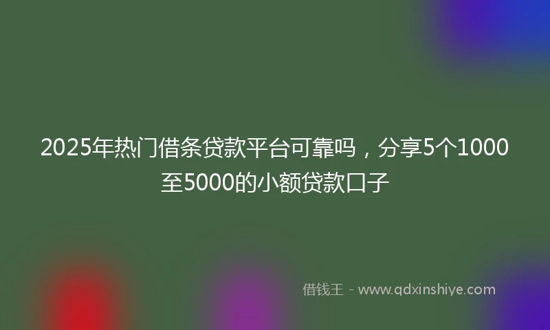 2025年热门借条贷款平台可靠吗，分享5个1000至5000的小额贷款口子