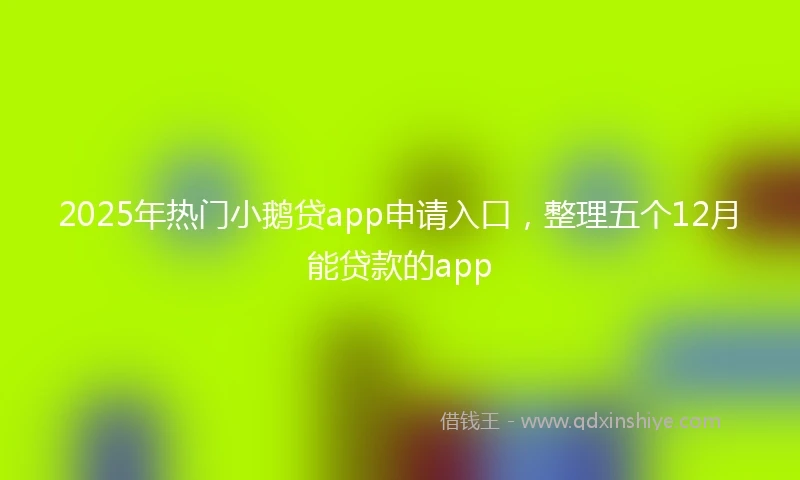 2025年热门小鹅贷app申请入口，整理五个12月能贷款的app