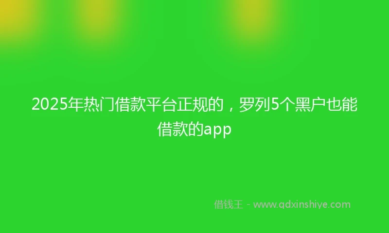 2025年热门借款平台正规的，罗列5个黑户也能借款的app