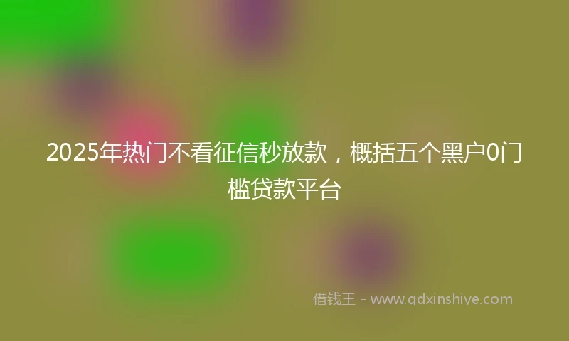 2025年热门不看征信秒放款，概括五个黑户0门槛贷款平台