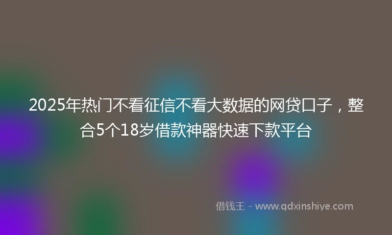 2025年热门不看征信不看大数据的网贷口子，整合5个18岁借款神器快速下款平台