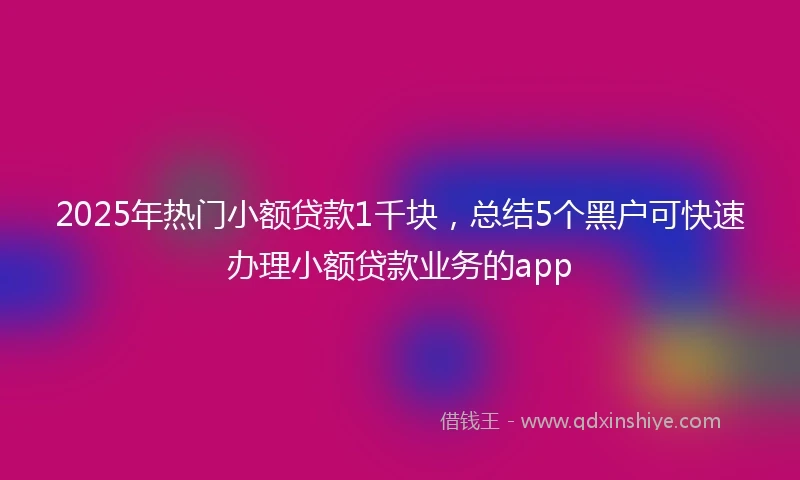 2025年热门小额贷款1千块，总结5个黑户可快速办理小额贷款业务的app